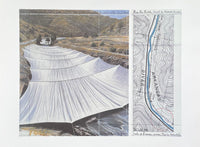 Christo exhibition poster - Over the River - Arkansas - wrapped installation - offset lithograph - museum artist - art print