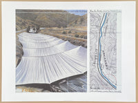 Christo exhibition poster - Over the River - Arkansas - wrapped installation - offset lithograph - museum artist - art print