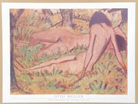 Otto Muller exhibition poster - Zwei madchen im grünen - Two nude ladies  - German expressionist - museum artist - art print - 1989