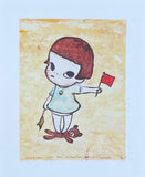 Yoshistomo Nara exhibition poster - Girl with Signal Flags - museum artist - art print - Japanese Pop Art - excellent