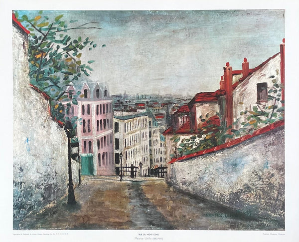 Maurice Utrillo exhibition poster - Rue du Mont Cenis - museum artist - art print - Paris - impressionist - 1970s