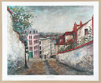 Maurice Utrillo exhibition poster - Rue du Mont Cenis - museum artist - art print - Paris - impressionist - 1970s