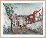 Maurice Utrillo exhibition poster - Rue du Mont Cenis - museum artist - art print - Paris - impressionist - 1970s