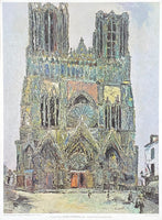 Maurice Utrillo exhibition poster - Reims Cathedral - museum artist - art print - offset lithograph - impressionist - 1970s