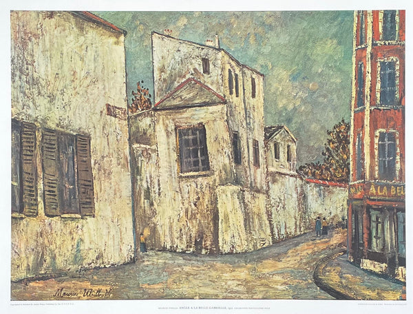 Maurice Utrillo exhibition poster - Angle a la Belle-Gabrielle - museum artist - art print - offset lithograph - impressionist - 1970s
