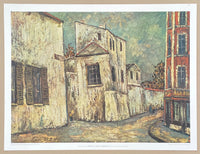 Maurice Utrillo exhibition poster - Angle a la Belle-Gabrielle - museum artist - art print - offset lithograph - impressionist - 1970s