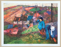 Paul Gauguin exhibition poster - Breton Landscape - museum artist - art print - offset lithograph - 1962