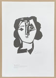 Pablo Picasso exhibition poster - Head of a woman - museum artist - very early and highly collectible art print - 1970s - excellent