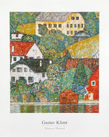 Gustav Klimt exhibition poster - Houses at Unterach - museum artist - art print - offset litho