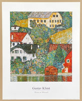 Gustav Klimt exhibition poster - Houses at Unterach - museum artist - art print - offset litho
