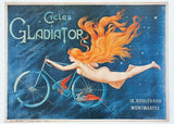 Gladiator Cycles exhibition poster - Bicycle - nude woman - decorative art print - offset litho - advertisement - reproduction