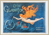 Gladiator Cycles exhibition poster - Bicycle - nude woman - decorative art print - offset litho - advertisement - reproduction