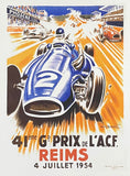 Geo Ham exhibition poster - Formula 1 - Grand prix - Reims - 1954 - car race - offset lithograph - art print - high quality reproduction