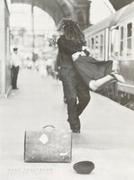 Marc Trautmann exhibition poster - Loving couple - Train Station - love - kiss - photography - black white - art print
