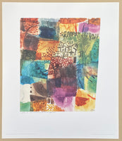 Paul Klee exhibition poster - Erinnerung an einen garten - museum artist - art print - cubism - offset lithograph - 1987