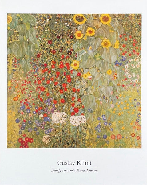 Gustav Klimt exhibition poster - Garden wit Sunflowers - museum artist - art print - offset litho