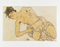 Egon Schiele exhibition poster - nude woman - museum artist - art print - offset litho