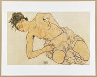 Egon Schiele exhibition poster - nude woman - museum artist - art print - offset litho
