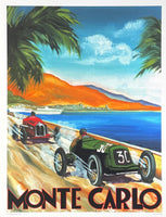 Chris Flanagan exhibition poster - Monte Carlo - Formula 1 Grand prix - car race - offset lithograph - decorative art print