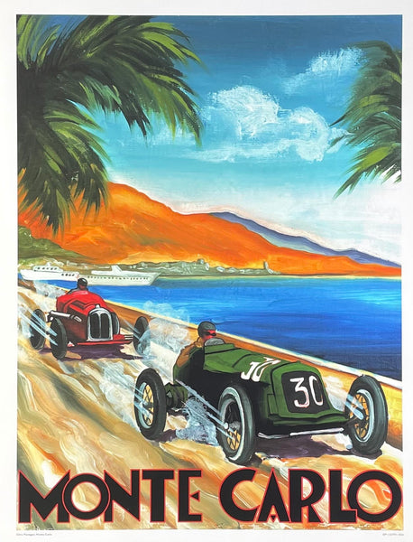 Chris Flanagan exhibition poster - Monte Carlo - Formula 1 Grand prix - car race - offset lithograph - decorative art print