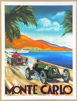 Chris Flanagan exhibition poster - Monte Carlo - Formula 1 Grand prix - car race - offset lithograph - decorative art print