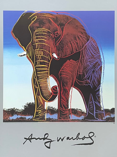 Andy Warhol exhibition poster - African Elephant - Endangered Species - museum artist - art print - comic style - pop art