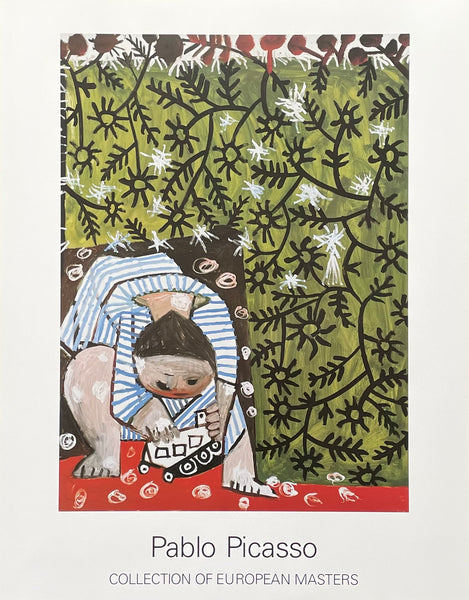 Pablo Picasso exhibition poster - Child playing with a truck - Collection of European Masters - museum artist - art print - 1995