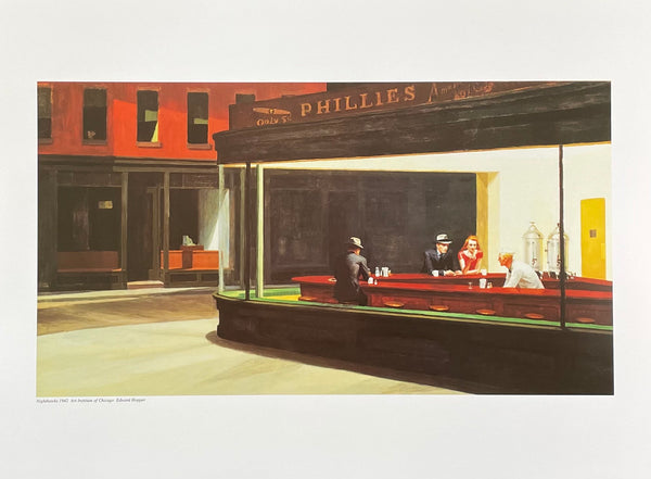 Edward Hopper exhibition poster - Nighthawks - museum artist - art print - American scene - excellent
