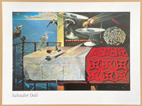 Salvador Dali exhibition poster - Nature Morte Vivante - still life - table - surrealism - museum artist - art print - 1994