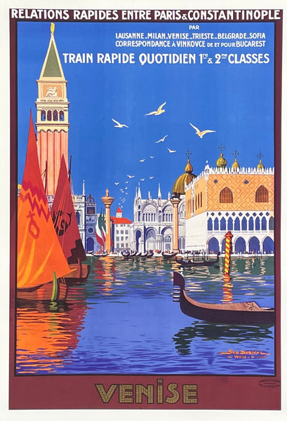 Geo Dorival exhibition poster - Venise - Train Paris to Constantinople - Venice - decorative - reproduction - travel tourism - art print