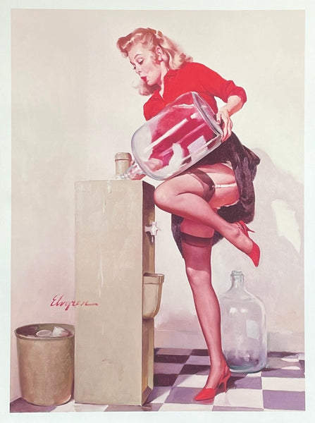 Pin up Girl exhibition poster - Filling a Water Dispenser - sensual - sexy woman - art print - reproduction