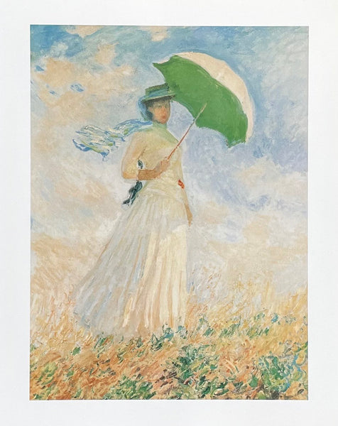 Claude Monet exhibition poster - Woman with a parasol - impressionist - romantic - white dress - museum artist - art print