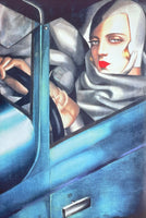 Tamara de Lempicka exhibition poster - Self-portrait - young lady in car - art deco - museum artist - art print - excellent