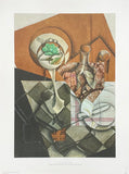 Juan Gris exhibition poster - Still life with fruit dish and water bottle - museum artist - art print - Cubism - 1970s