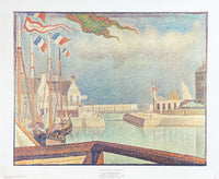 Georges Seurat exhibition poster - Port-en-Bessin - museum artist - very early art print - 1970s - impressionist