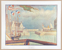 Georges Seurat exhibition poster - Port-en-Bessin - museum artist - very early art print - 1970s - impressionist