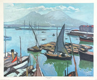 Albert Marquet exhibition poster - Port of Naples - museum artist - early art print - 1970s