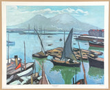 Albert Marquet exhibition poster - Port of Naples - museum artist - early art print - 1970s