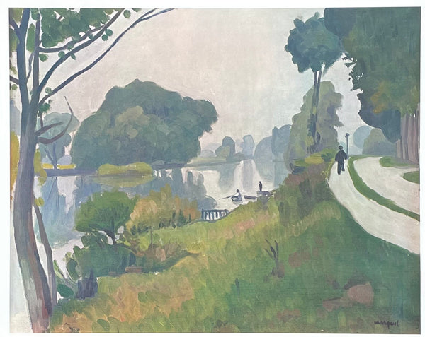 Albert Marquet exhibition poster - The Marne at Varenne-Saint-Hilaire - early museum artist - art print - 1970s