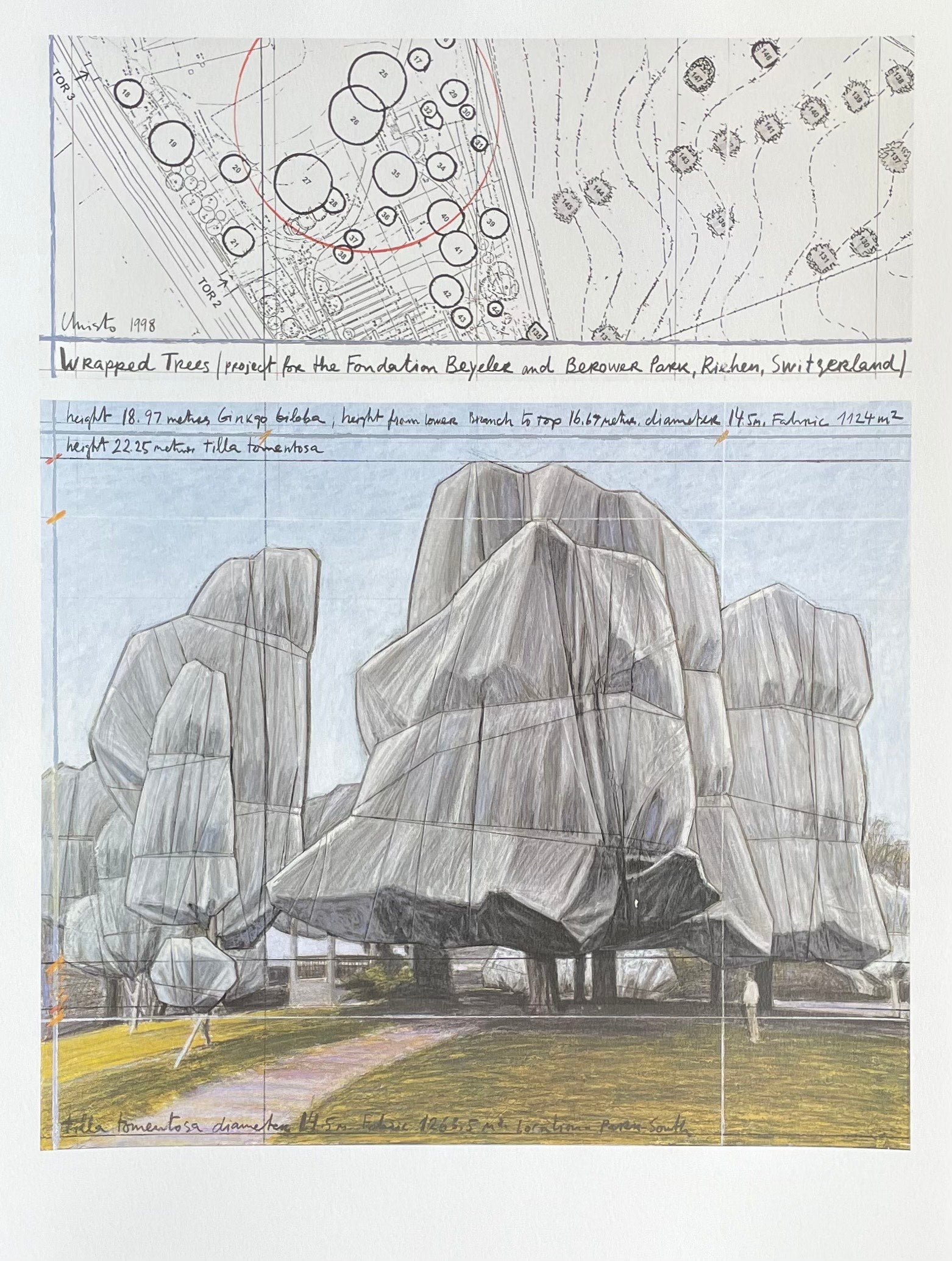Christo exhibition poster - Wrapped trees - offset lithograph
