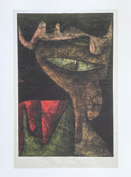 Paul Klee exhibition poster - Demonic lady - female portrait - museum artist - art print - offset lithograph