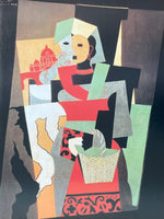 Pablo Picasso exhibition poster - L'Italienne, 1917 - The Italian lady - portrait - cubism - museum artist - art print - 1996