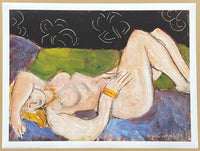 Henri Matisse exhibition poster - Nu Allonge  - Reclining nude - French Art - museum artist - art print - woman on sofa