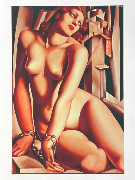 Tamara de Lempicka exhibition poster - Chained nude - female portrait - art deco - museum artist - art print - excellent