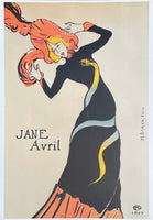 Henri De Toulouse-Lautrec exhibition poster - Jane Avril - very large art print - high quality reproduction - 1996