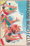 Paradise Beach Club poster - beach - swimming -sea - ocean - art deco - vintage swimsuit - 1990s reproduction