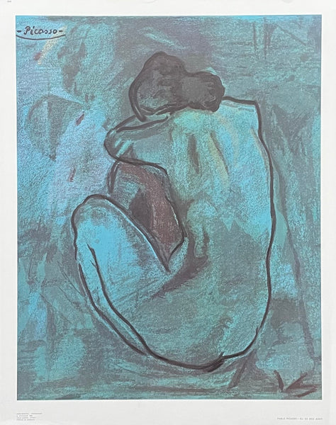 Pablo Picasso exhibition poster - Blue Nude - museum artist - very early and highly collectible art print - 1963