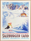 Salzburger Land exhibition poster - Austria - Winter Sport - skiing - snow - mountains - tourism - decorative art print - reproduction