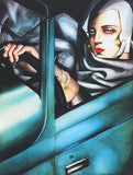 Tamara de Lempicka exhibition poster - Self-portrait - young lady in car - art deco - museum artist - art print - excellent