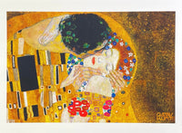 Gustav Klimt exhibition poster - The kiss (detail) - museum artist - art print - offset litho - gold - silkscreen paper